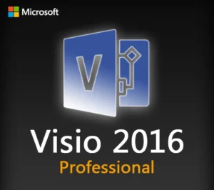 Image of a Visio Professional 2016 key displaying software activation options and features.