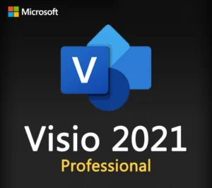 Image of a Visio Professional 2021 key displaying software activation options and features.